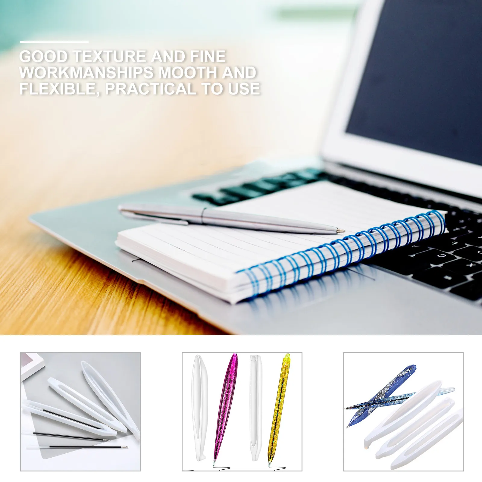 3 Pcs Ballpoint Mold with Refills Epoxy Pen Kit Ornament Molds for Resin Silicone Blank Casting