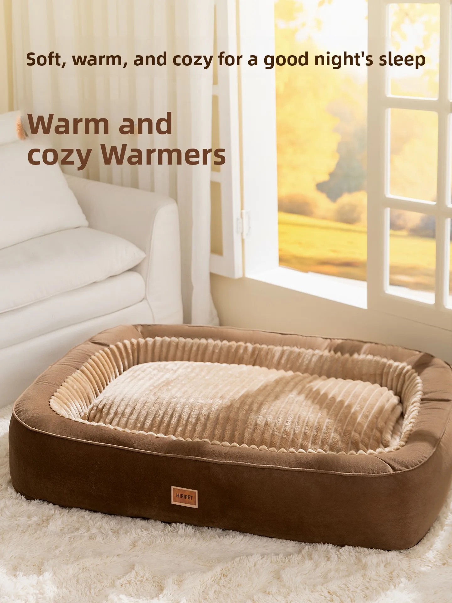 

Большая лежанка для собак: для золотистых ретриверов, всесезонная, для дома, теплая, со съемным чехлом, для средних собак