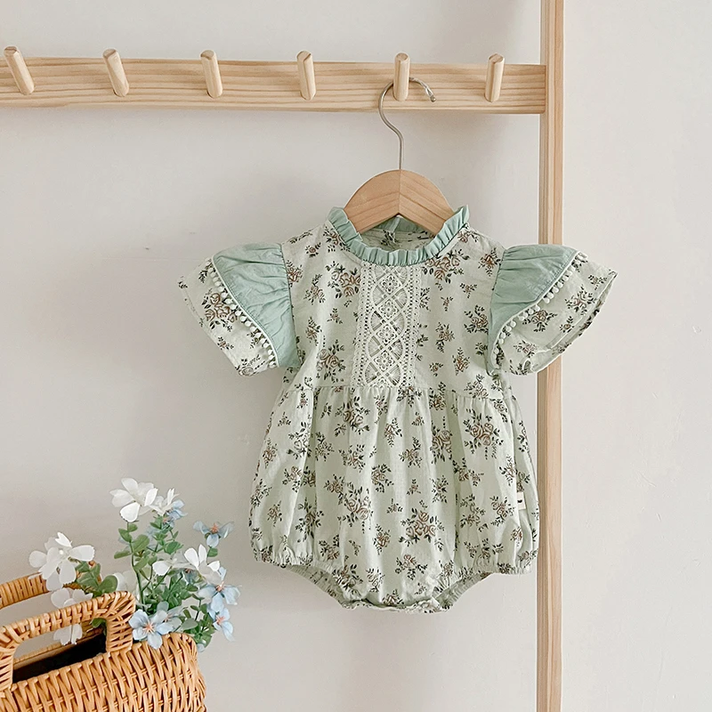 Matching Sister Outfit 0-6Y Baby Girls Clothes Kids Summer New Girls Short Sleeve ​Dress Plaid Flower Baby Romper Princess Dress