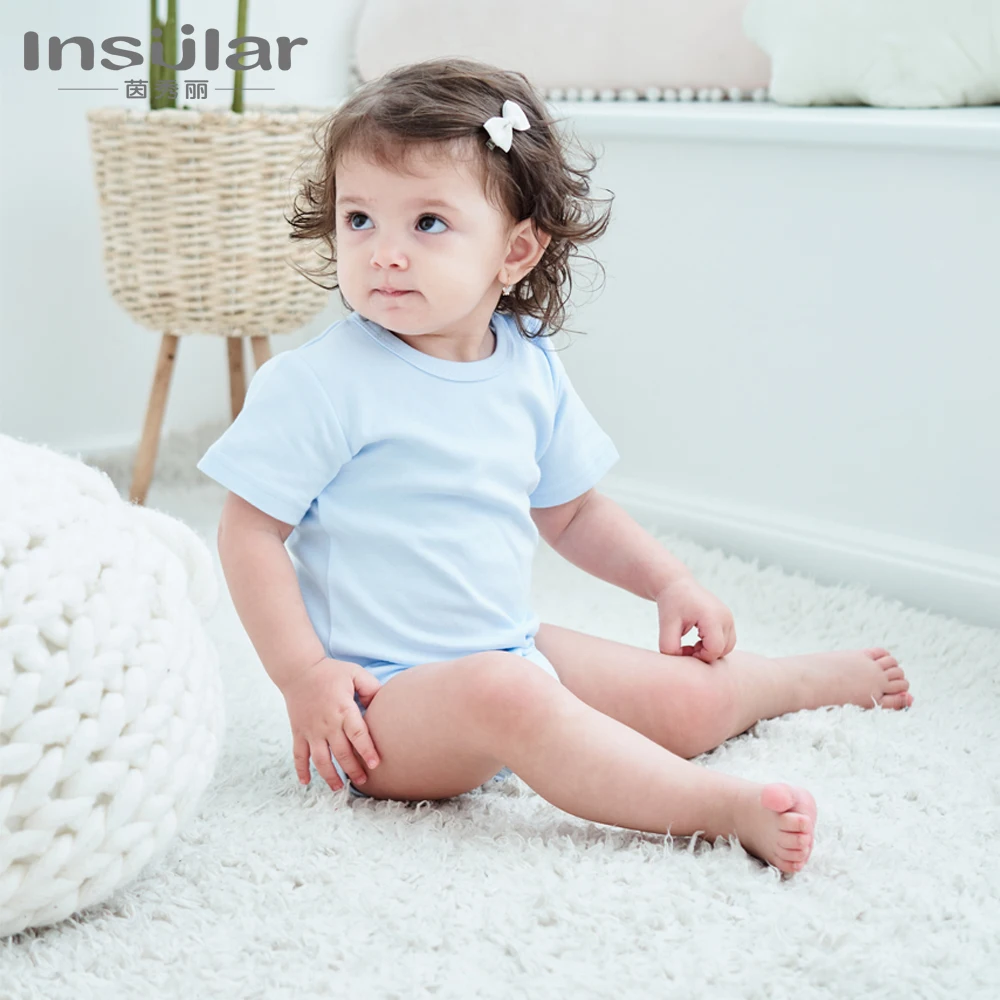 New Baby Boys Girls Rompers Jumpsuit Summer Solid Cotton Short Sleeve Triangle Climb Clothes Infant Baby Outfits for 3-24 Months