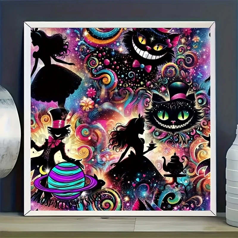 Diamond Painting Set, Cartoon Illusion Pattern, Round Diamond Full Diamond Art, Frameless, Available in Multiple Sizes