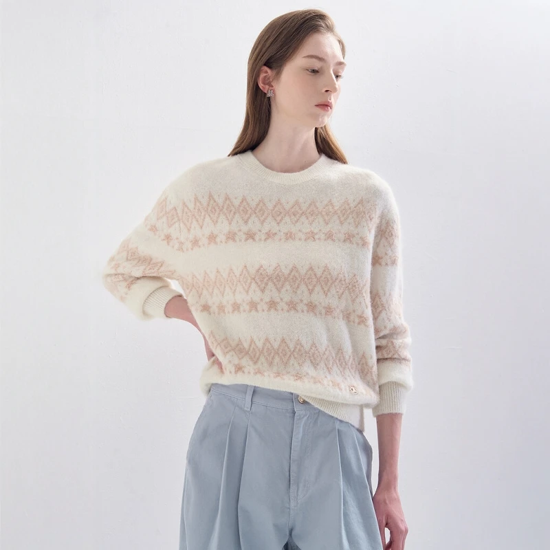 

Romantic Vintage Knitted Sweater Camel round Neck Tassel Long Sleeve Women's Fashion Gentle Quality Winter Warm Top