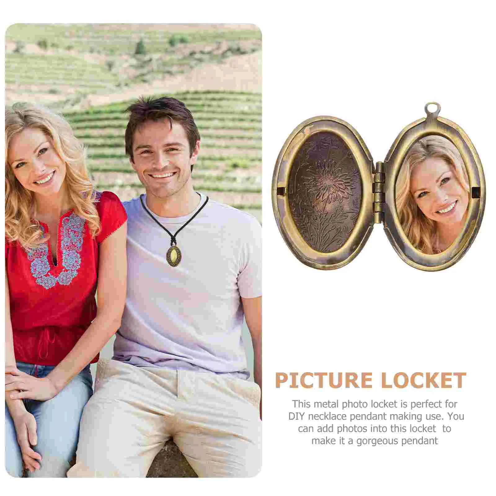 3 Pcs Photo Frame Pendant Picture Lockets Memorial Necklace for Women That Hold Pictures Metal Miss Heart