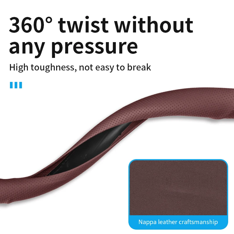 

Nappa Leather Steering Wheel Cover for Honda XRV/HR-V/Vezel/Accord/Elysion/CRIDER/UR-V Comfortable Grip Breathable Sweat-Free