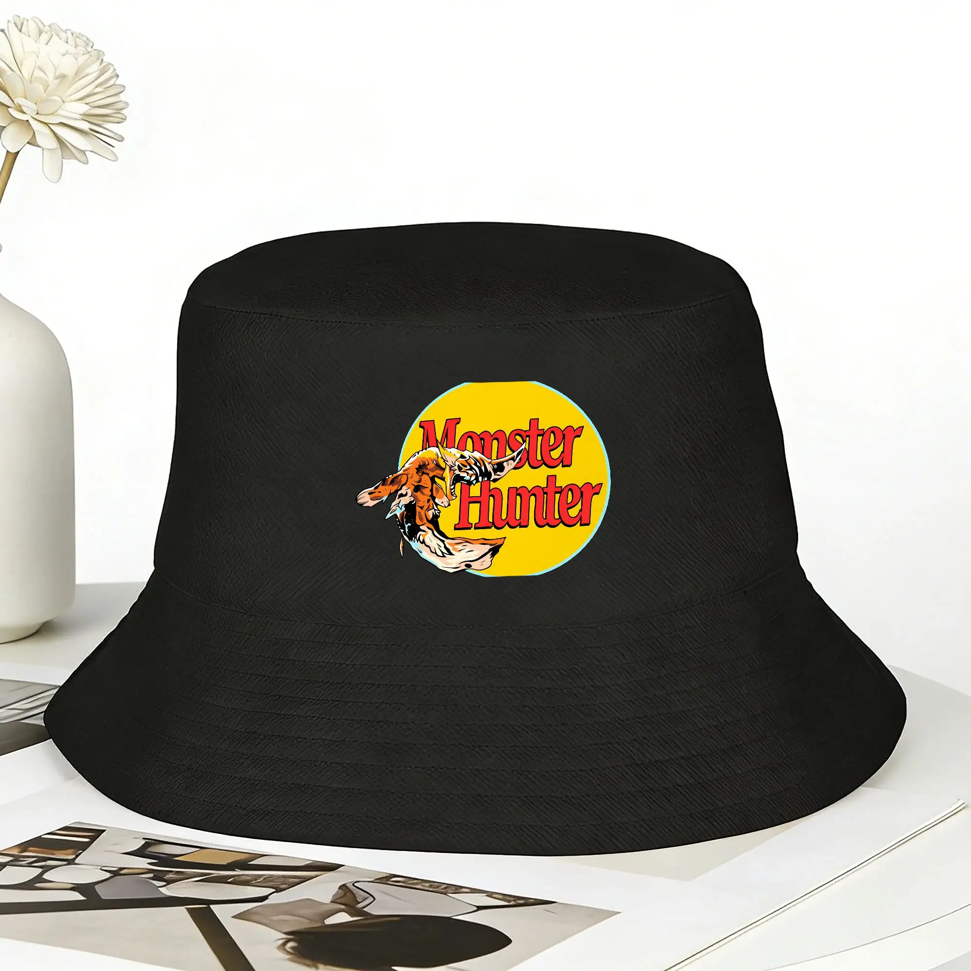 Monster Hunter World Pro Logo Bucket Hat Spring  Classic Fisherman Hats For Unisex Soft Fold Hunting Caps Hawaii Custom Sun Hats