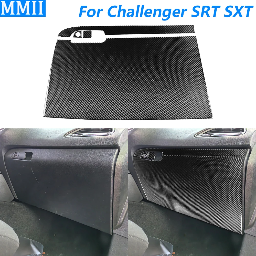 

For Dodge Challenger SRT SXT 2015-2025 Real Carbon Fiber Co-pilot Dashboard Storage Box Panel Trim Cover Car Accessories Sticker