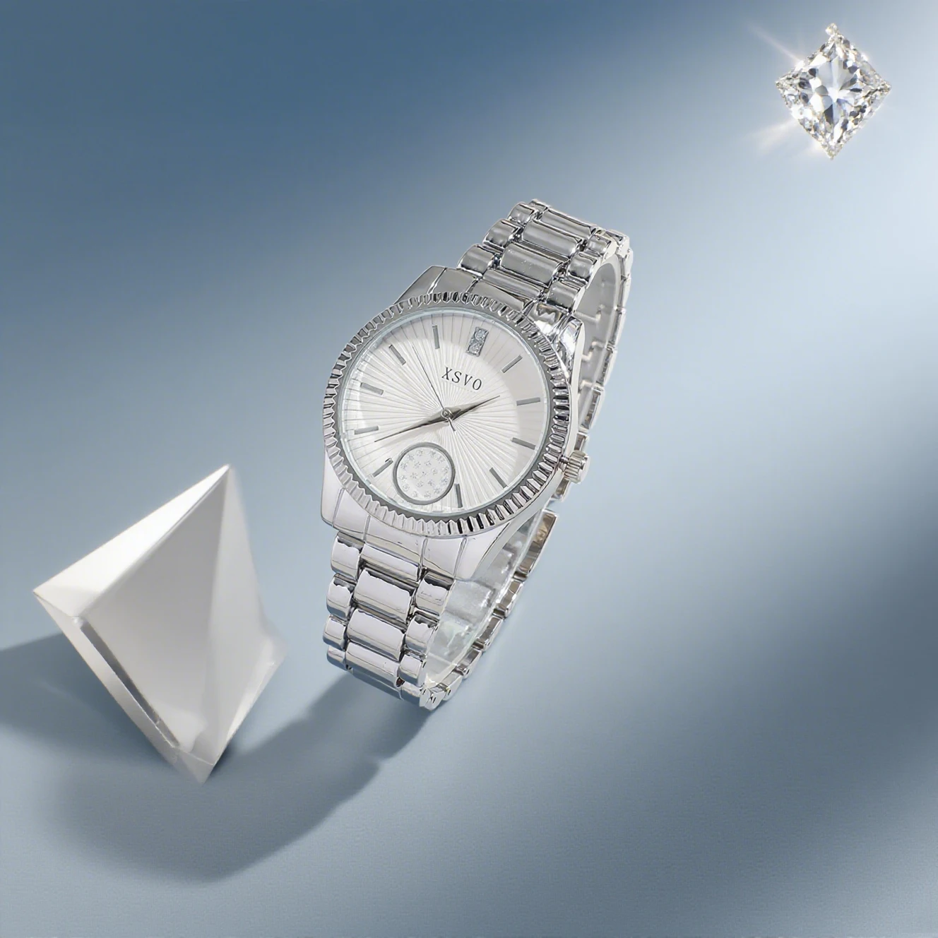 ساعة كوارتز نسائية عصرية وخفيفة الوزن ذات قرص دائري مصنوعة من خليط معدني مكونة من 4 قطع، مناسبة لعيد الميلاد وعيد الشكر #4