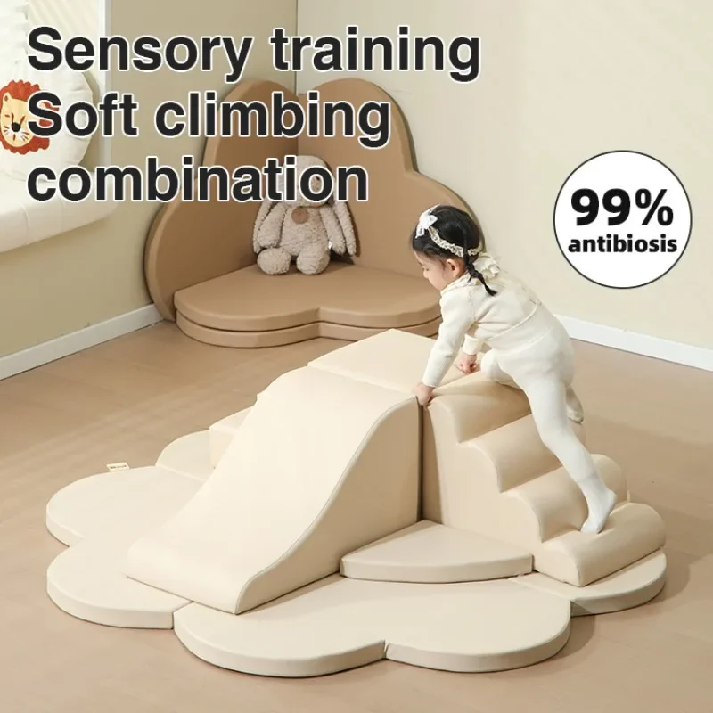Soft PU leather toddler crawling activity game set climbing baby foam climbing building block