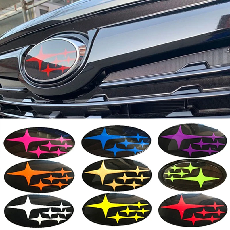 2PCS Acrylic Car Front Hood Emblem Sticker Rear Logo Trunk Badge Decal for Subaru XV Outback Impreza BRZ WRX STI Legacy Forester