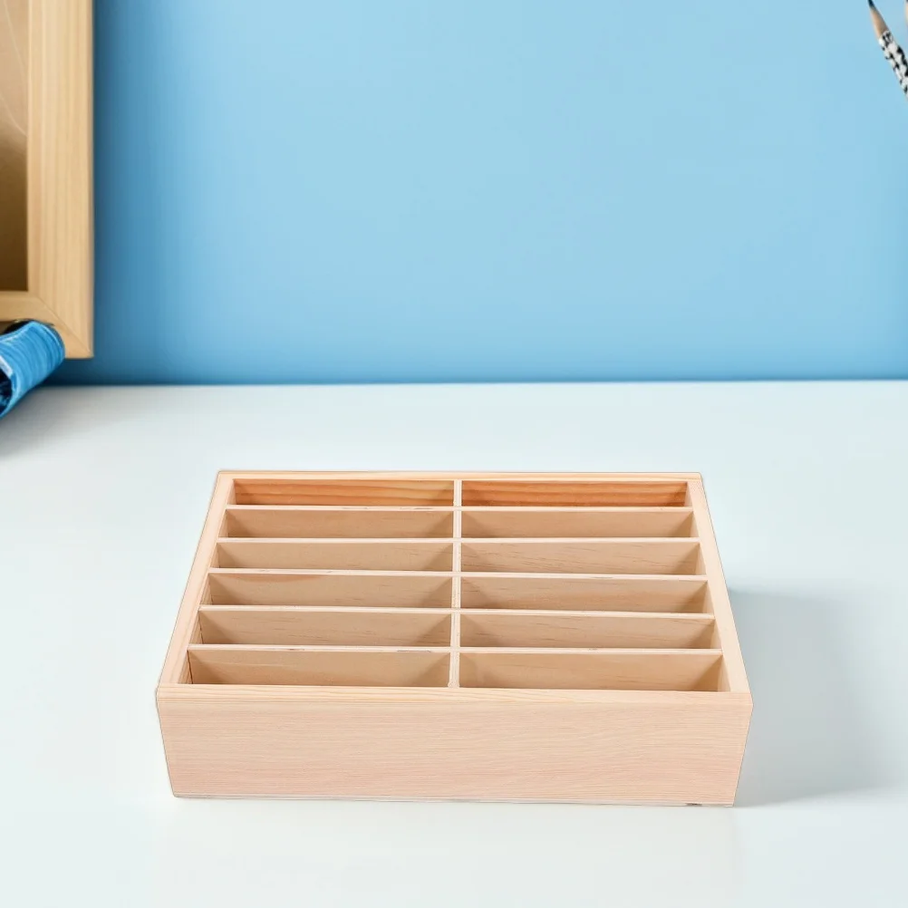 2Pcs Wooden Phone Storage Box 12 Slot Mobile Organizer for Office Classroom Meeting Room Desktop Cell Holder Efficient Space