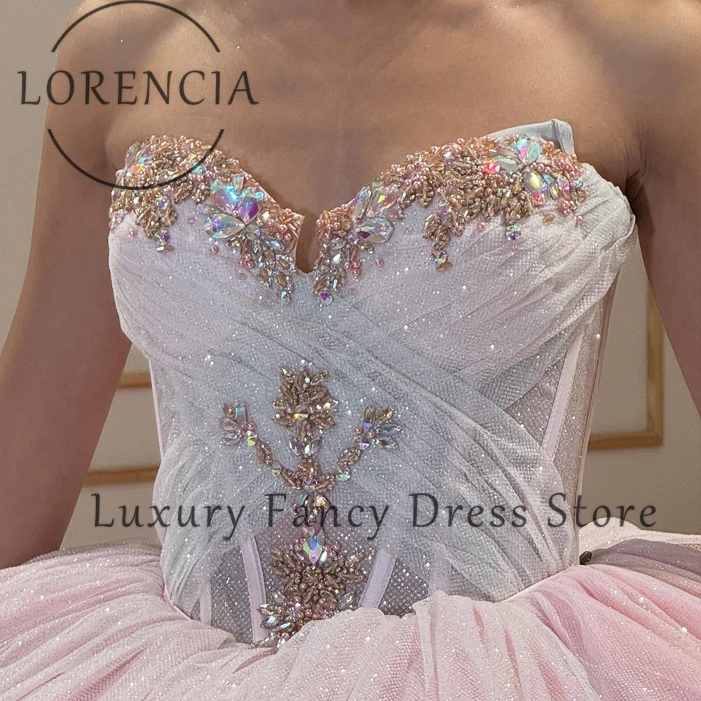 فساتين Quinceanera لامعة للغاية 2025 الأميرة بدون حمالات حلوة 16 فستان حفلة عيد ميلاد مخصص فيستدوس دي 15 سنة 2025