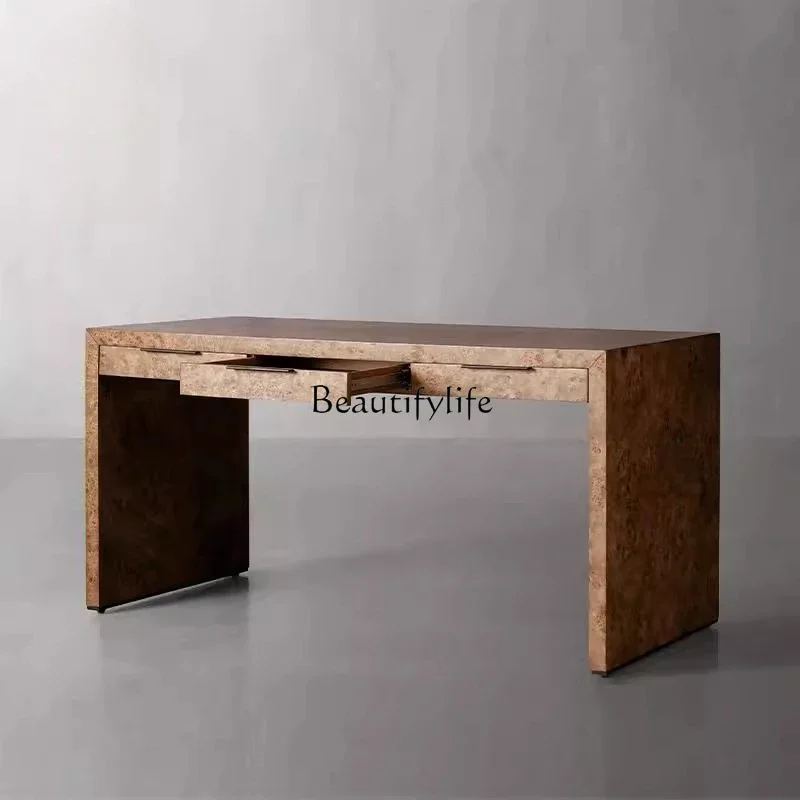 

02 ls 18American solid wood bark study table study computer retro desk