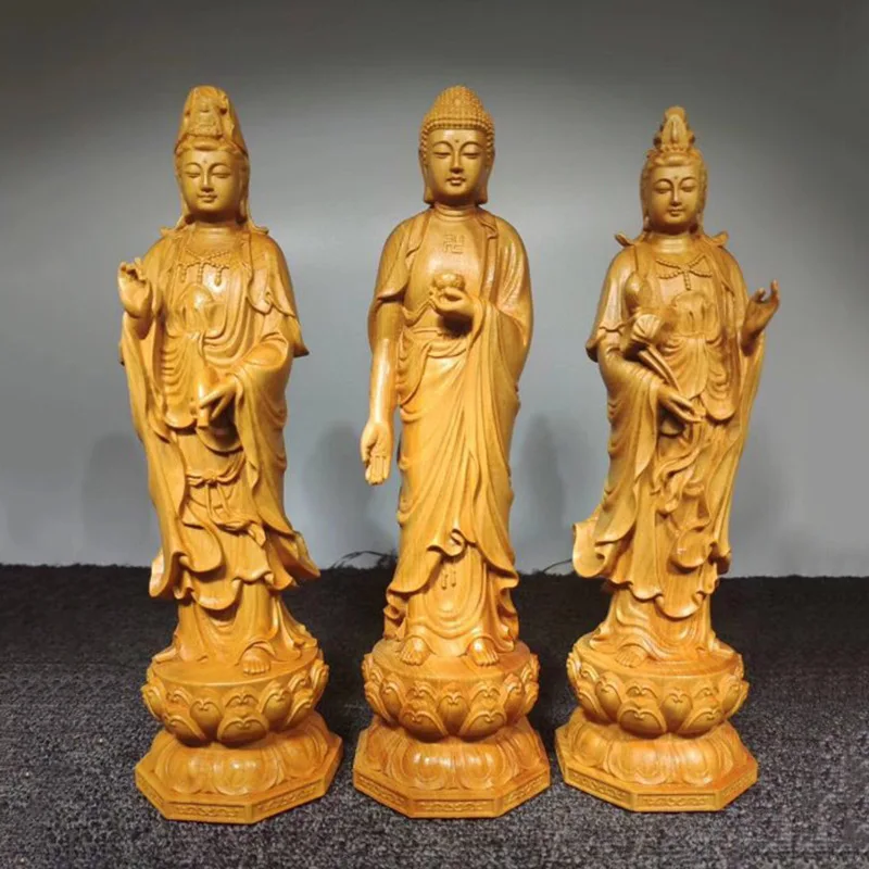 

Cliff Cypress Carving Guanyin Tathagata Grand Trend To Buddha Statue Decoration Western Solid Wood Carving And Home Crafts Of
