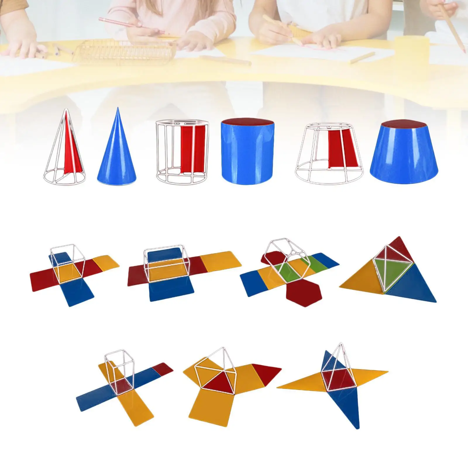 10x Folding Geometric Shapes Cylinders for Home School Supplies Kindergarten