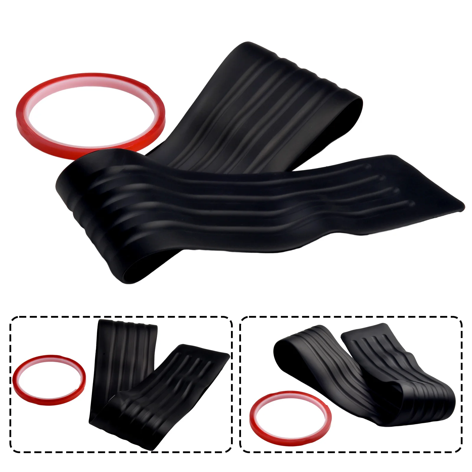 Black Rubber Car Pick up Rear Guard Bumper Protector Trim Cover Pad, Skid Resistant and Scratch Protection for Tail Box