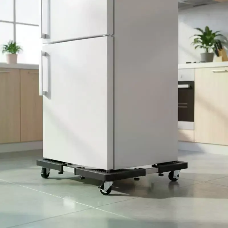 

Stainless Steel Appliance Dolly Cart With 4 Locking Wheels - Adjustable Mobile Roller Base For Refrigerator/Washing Machine