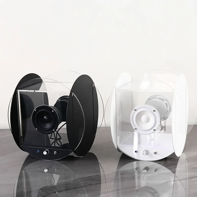 Nordic transparent audio, creative home accessories subwoofer simple acrylic retro Bluetooth round speaker ornament