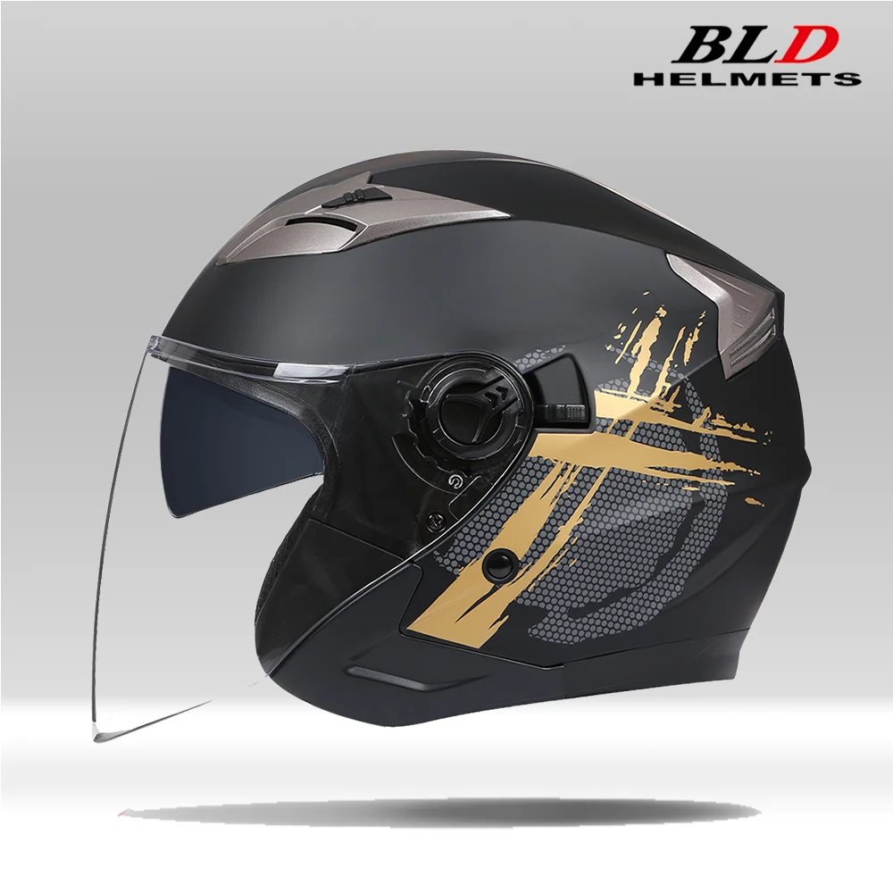ECE-Zugelassener Professioneller Motorradhelm Roller Open-Face-Helm Straßenfahrhelm für Männer und Frauen Leichter Jet-Helm