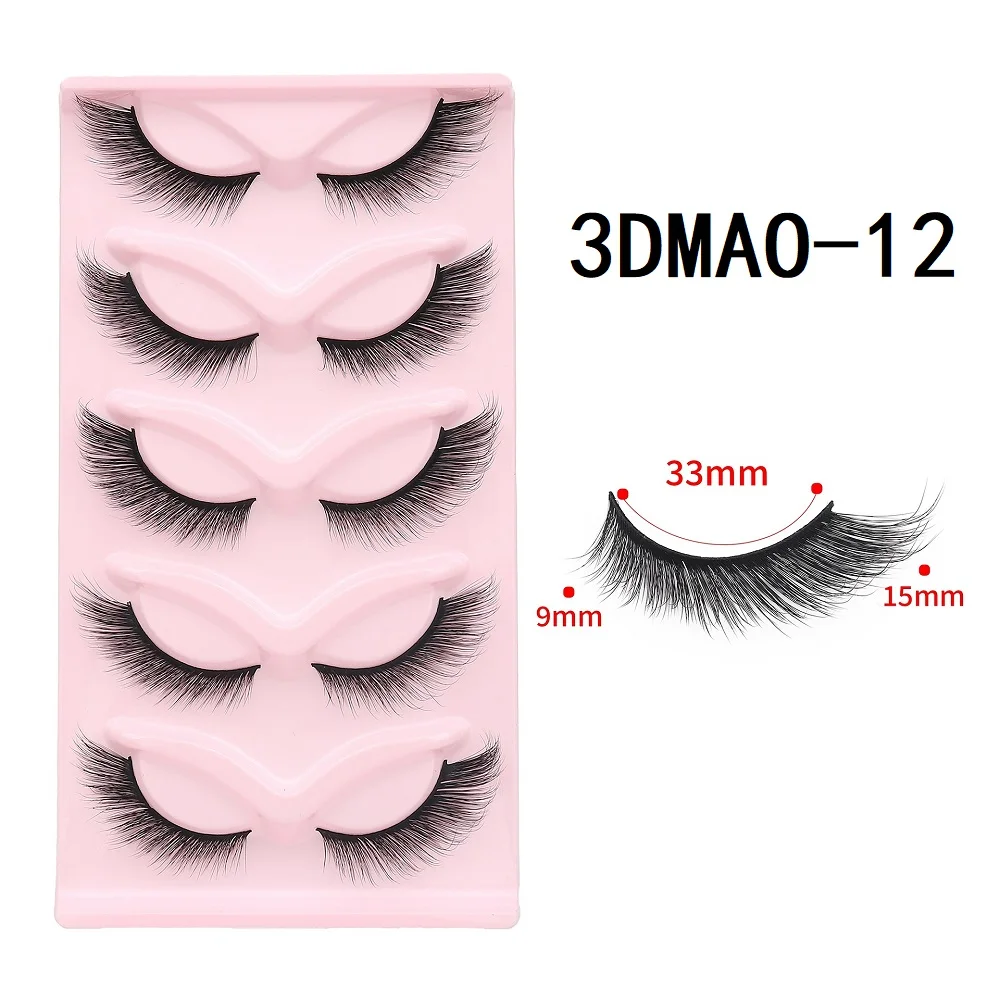 New 3D Cat Eye Lashes 5 Pairs Faux Mink Eyelashes Fluffy Soft Wispy Natural long Manga Reusable Eyelashs Make Fake Lashes Makeup