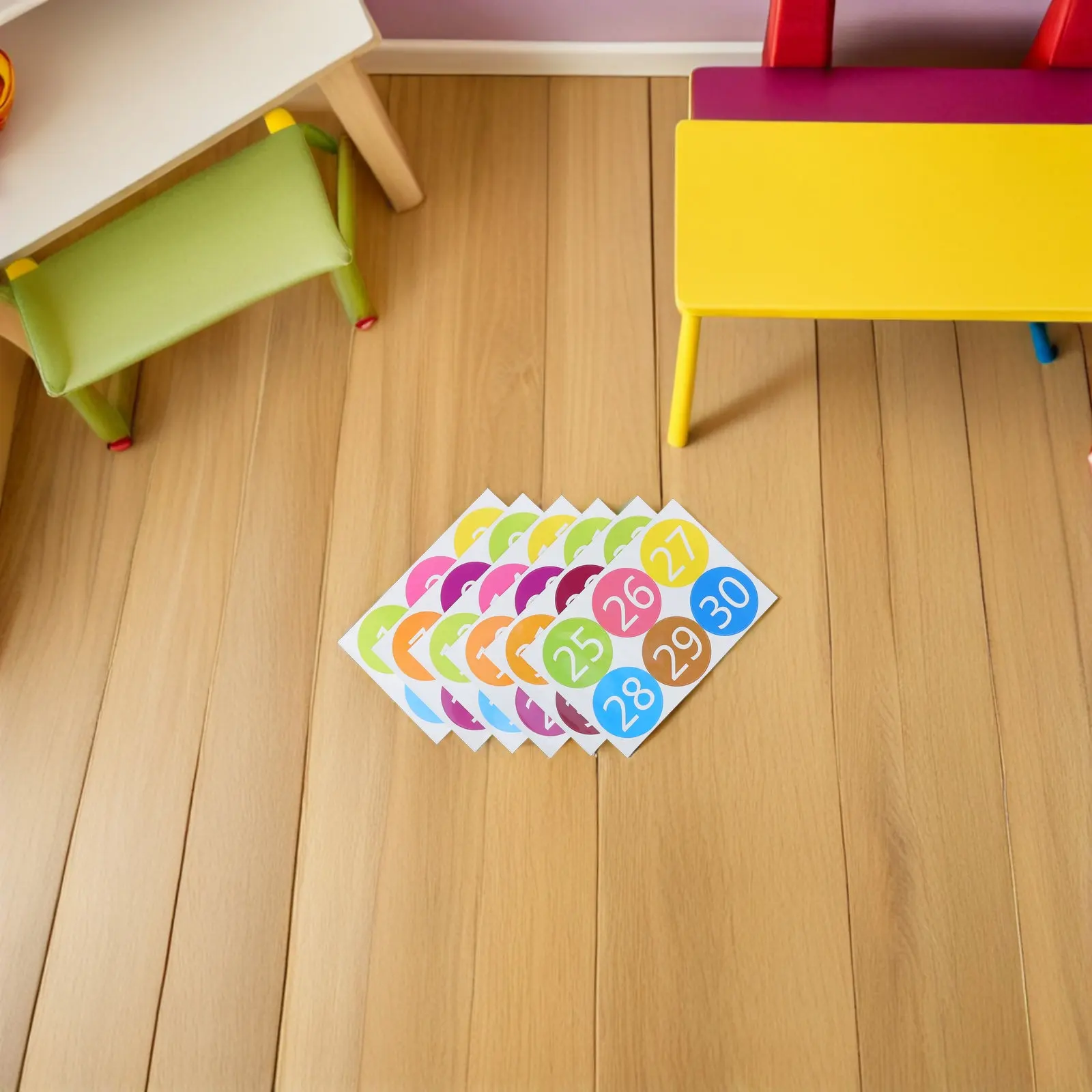 6Pcs School Floor Number Stickers Waterproof PVC Self Adhesive Color Number Labels Large Classroom Spot Markers for Early