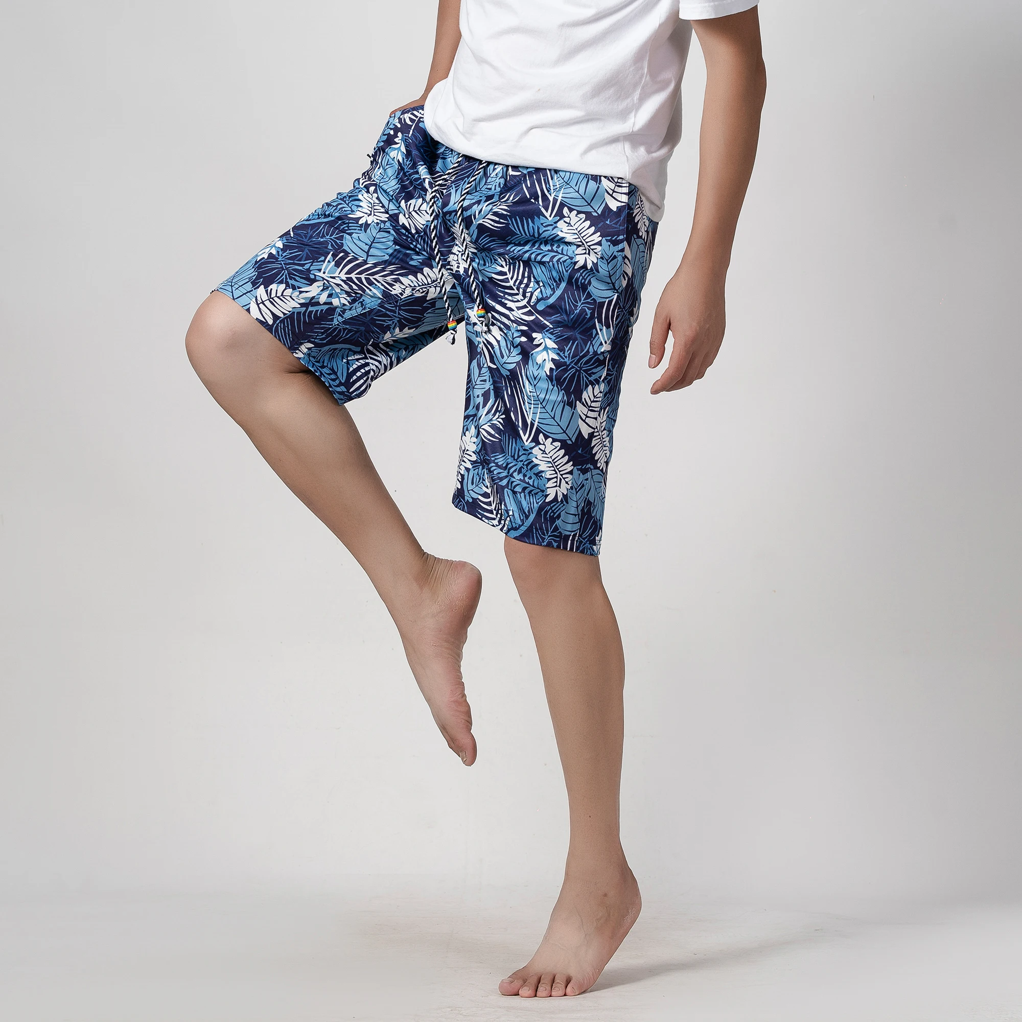 Men's Print Swim Trunks Board Shorts - UPF 50+ Water & Land Quick Dry Beach Shorts with Elastic Waistband