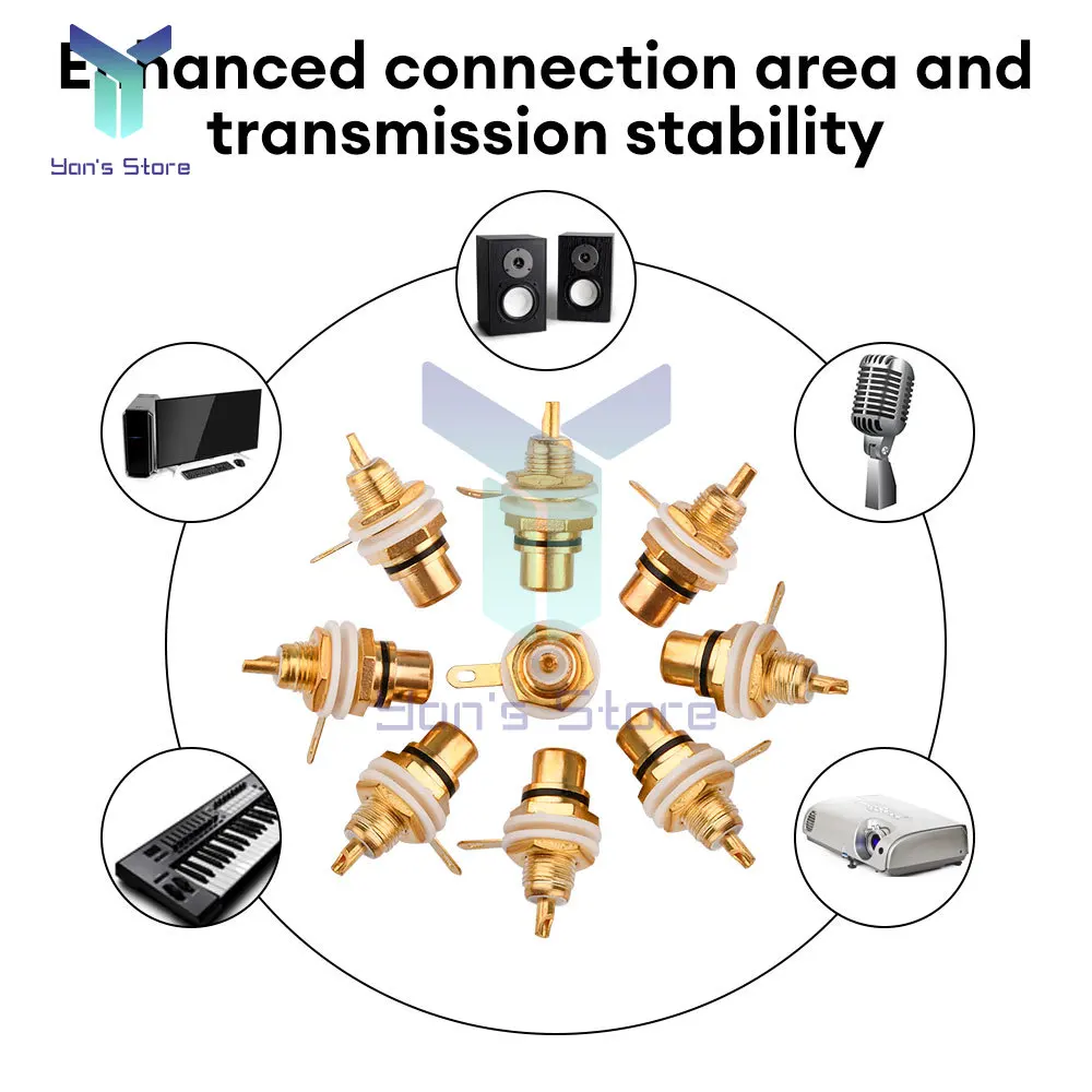 1/4/10PCS RCA Female Socket Audio Chassis Welding Wire Connector Zinc Alloy Adapter Plug Gold Plated RCA Terminal Jack White