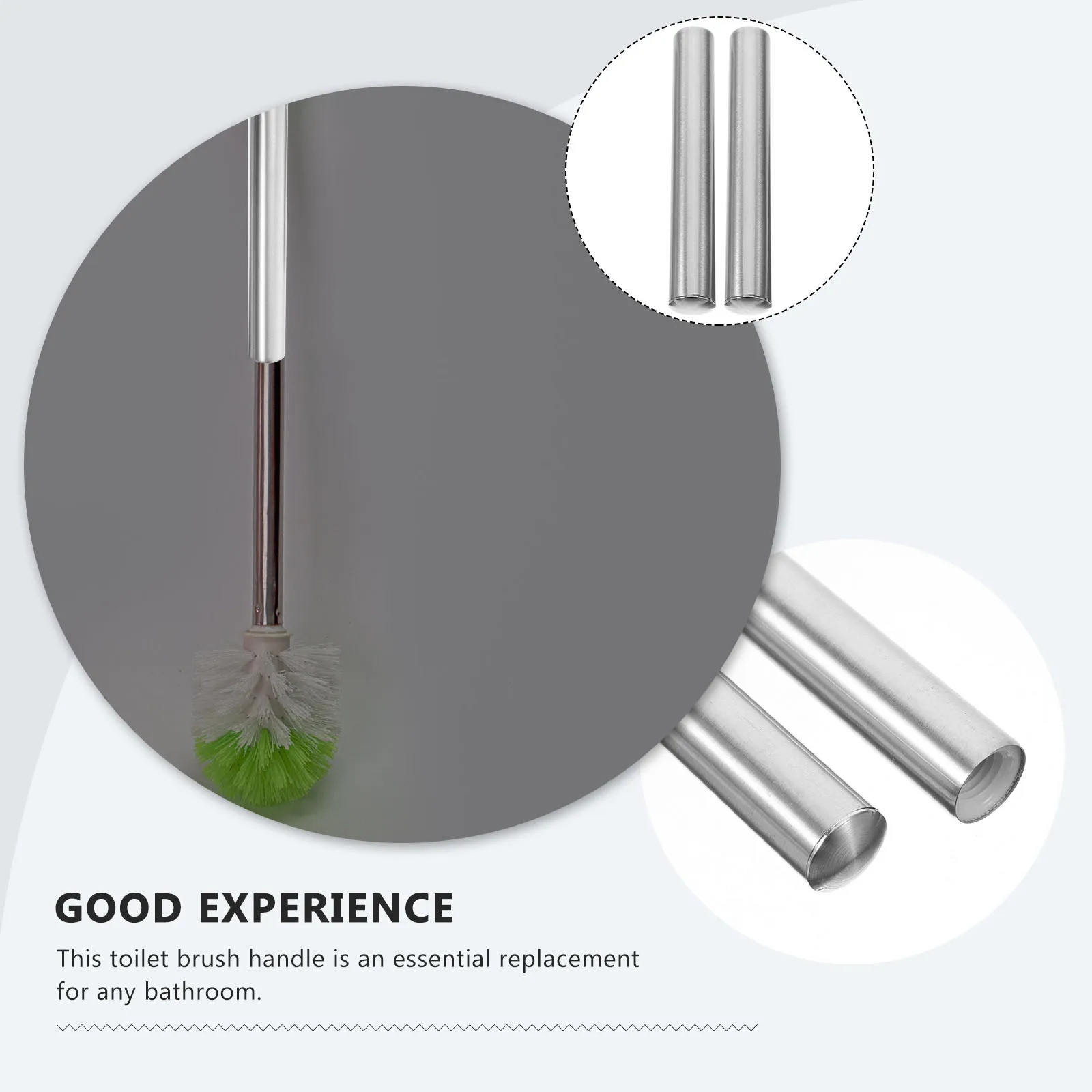 

2pcs Stainless Steel Long Handle For Toilet Bowl Replacement Metal Toilet Brush Handle Accessory Scrub Brush Parts