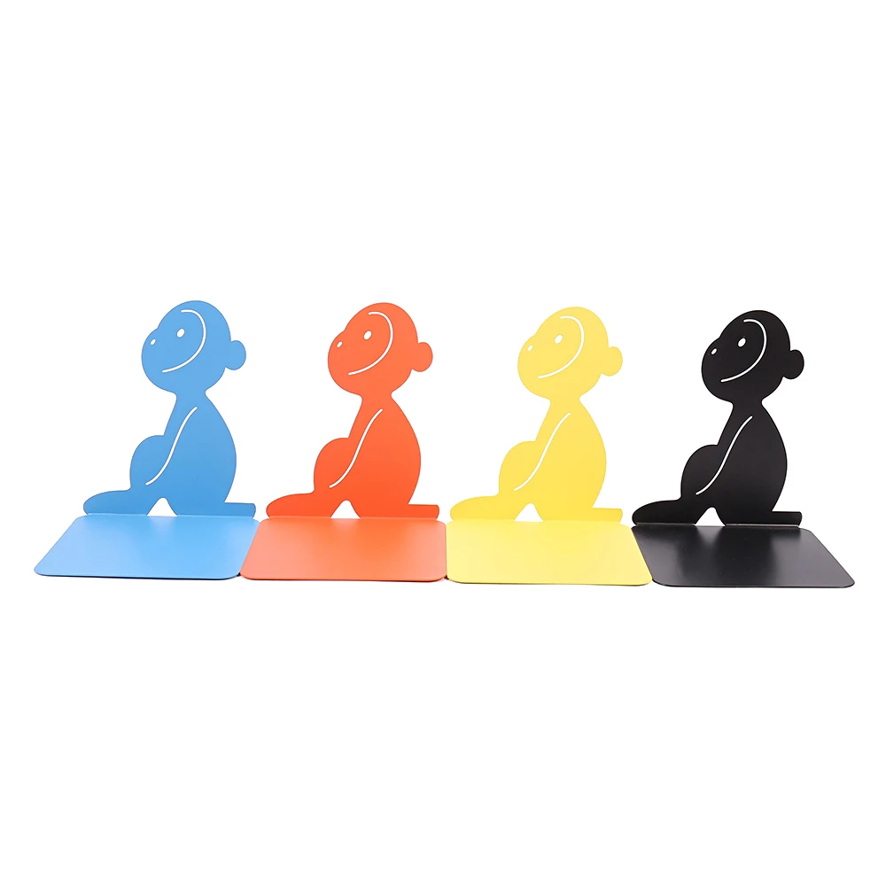 New Style 4Pcs Monkey Book Ends Heavy Book Iron Bookends Organizer Book Stand Shelf Book rack Stand Iron Home Desk Stationery