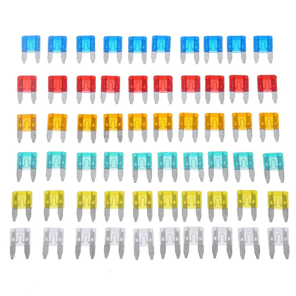 60/120pcs Auto Car Truck Mini Fuse Blade 5A 10A 15A 20A 25A 30A Mixed Kit Fuse Set Assortment Car Safety Blade Fuses Accessories