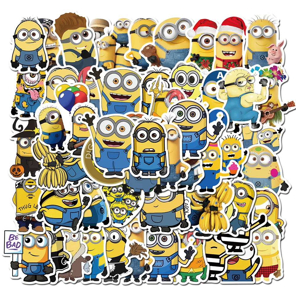 

50pcs Anime Minions Sticker Cute Children Cartoon Minions Sticker Laptop Skateboard Phone Luggage Bin Decoration Stickers Toys