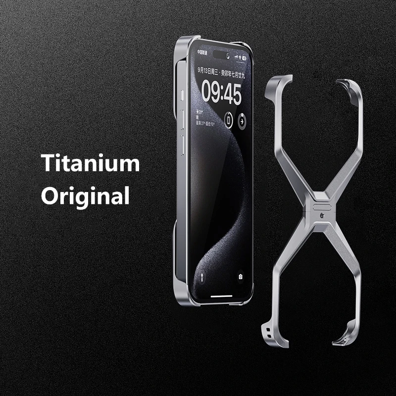 Metal Aluminum Alloy Rimless X Type Phone Case For iPhone 12 13 14 15 Pro Max Plus Heat Dissipation Removable Armor Cover Funda