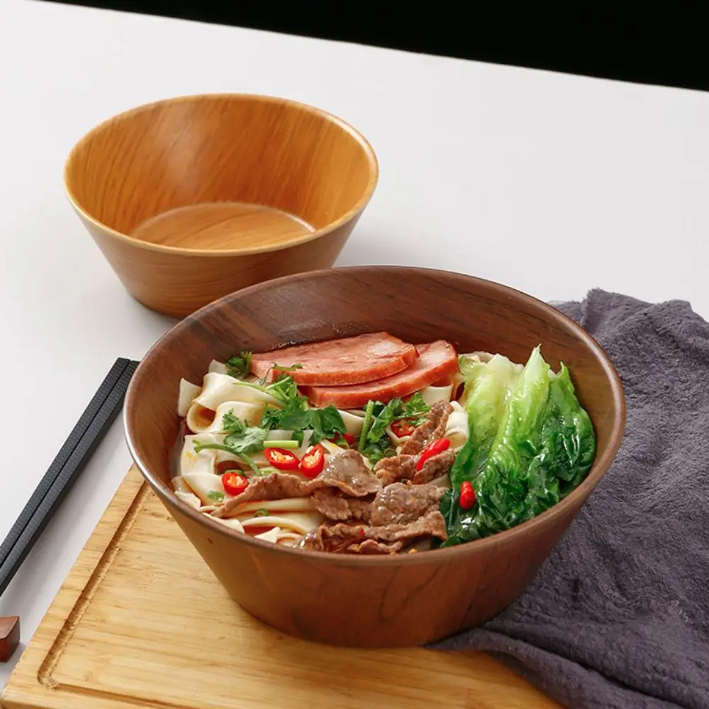 Stoviglie Melamina Grano di legno Ciotola per ramen Simulazione Ciotola di riso giapponese Grande capacità Lavabo per insalata approfondito Zuppa