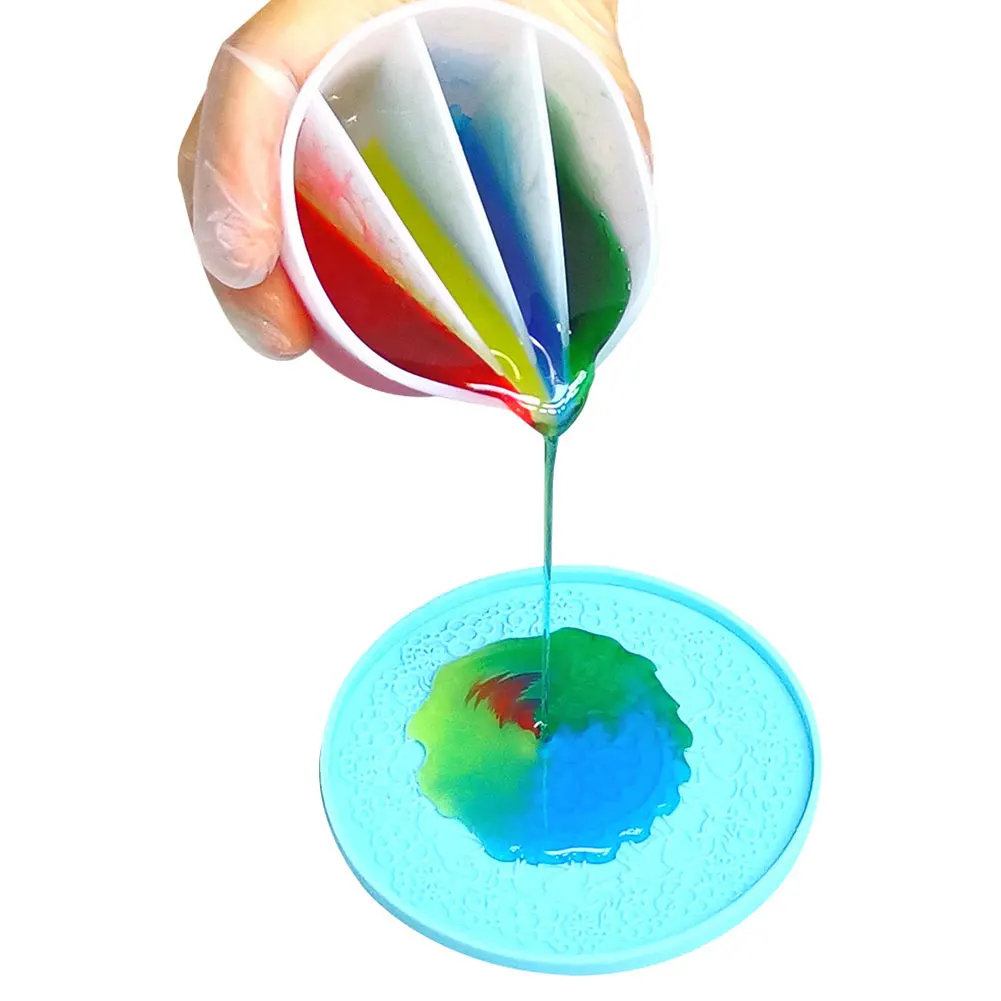 4pcs/set DIY Silicone Fluid Art Dividers Split Cup 2 3 4 5 Channels Mixing For Paint Pouring Reusable Resin Accessories Craft