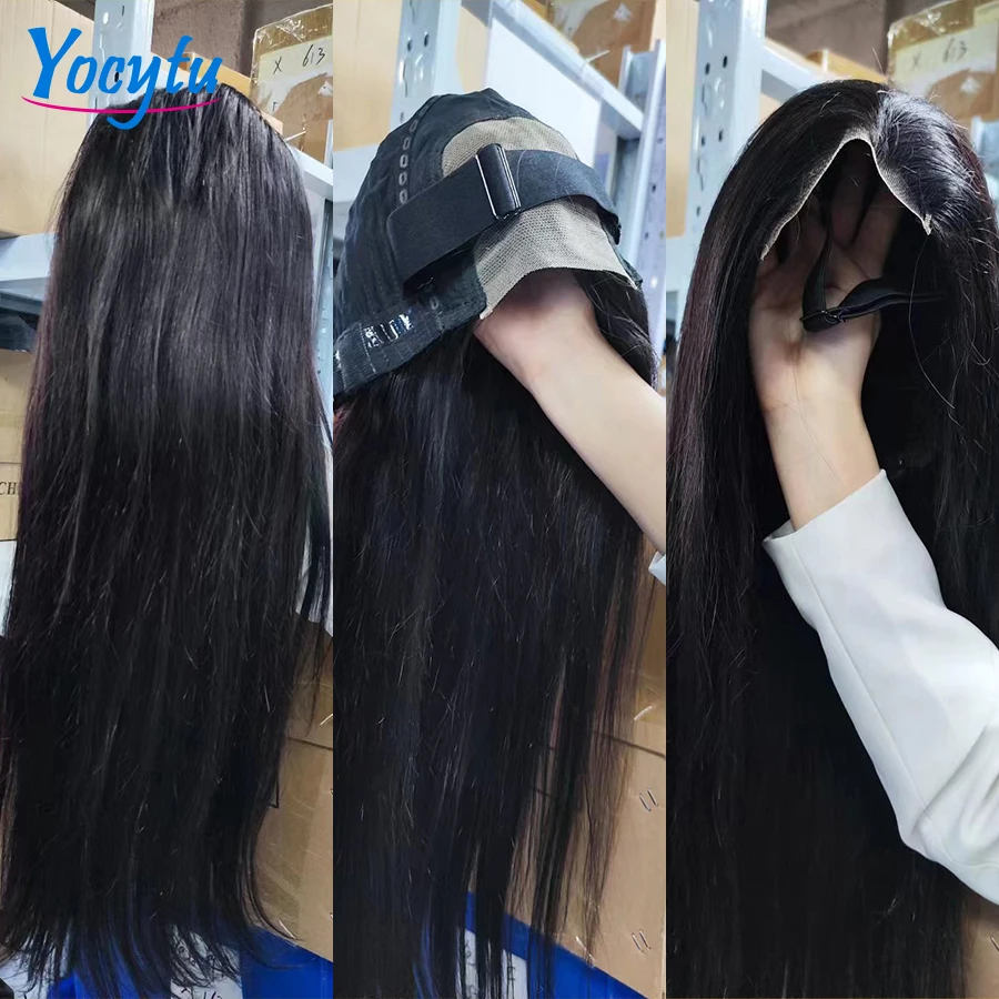 26 28 inch Glueless Wig Human Hair Ready To Wear Straight Human Hair Lace Frontal Wig Wear And Go Glueless Human Hair Wigs