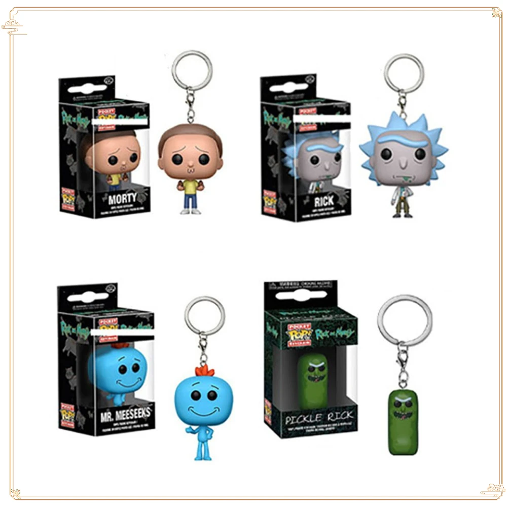 FUNKO Pocket Anime Rick And Morty Children's Collection Backpack Pendant Funny Doll Christmas Gifts Meeseeks Model Keychain Toys