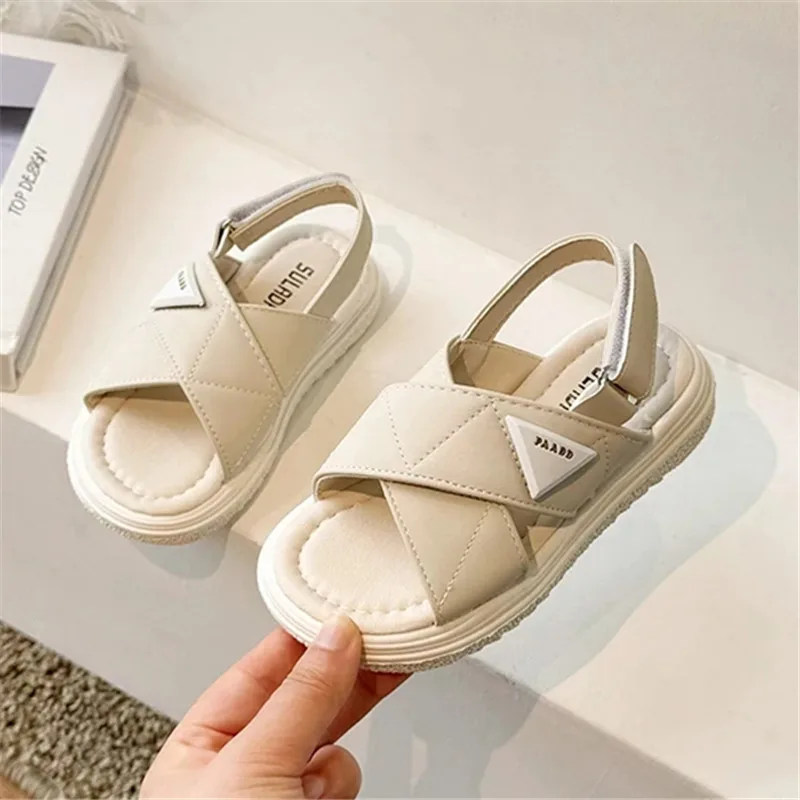 Summer Girls Sandals Children Breathable Anti-slip Beach Sandals Little Princess Fashion Pure Color Summer Shoes