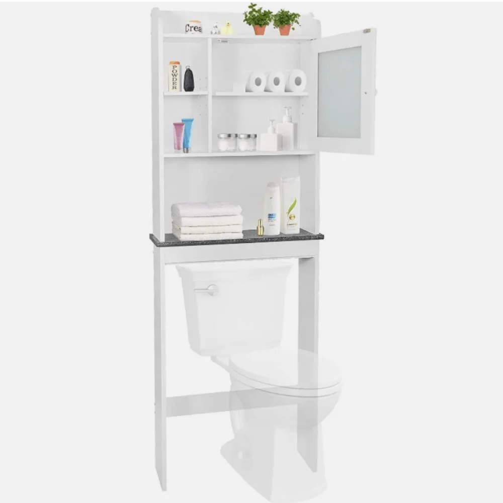 

Over The Toilet Bathroom Storage Cabinet Organizer w/Adjustable Shelves