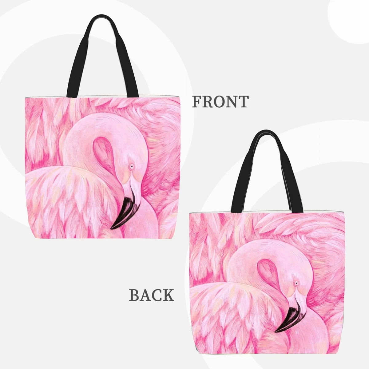 Flamingo rosa personaliza sacola para mulheres, bolsas de ombro de viagem, sacolas de compras reutilizáveis ecológicas, impressas com impressão