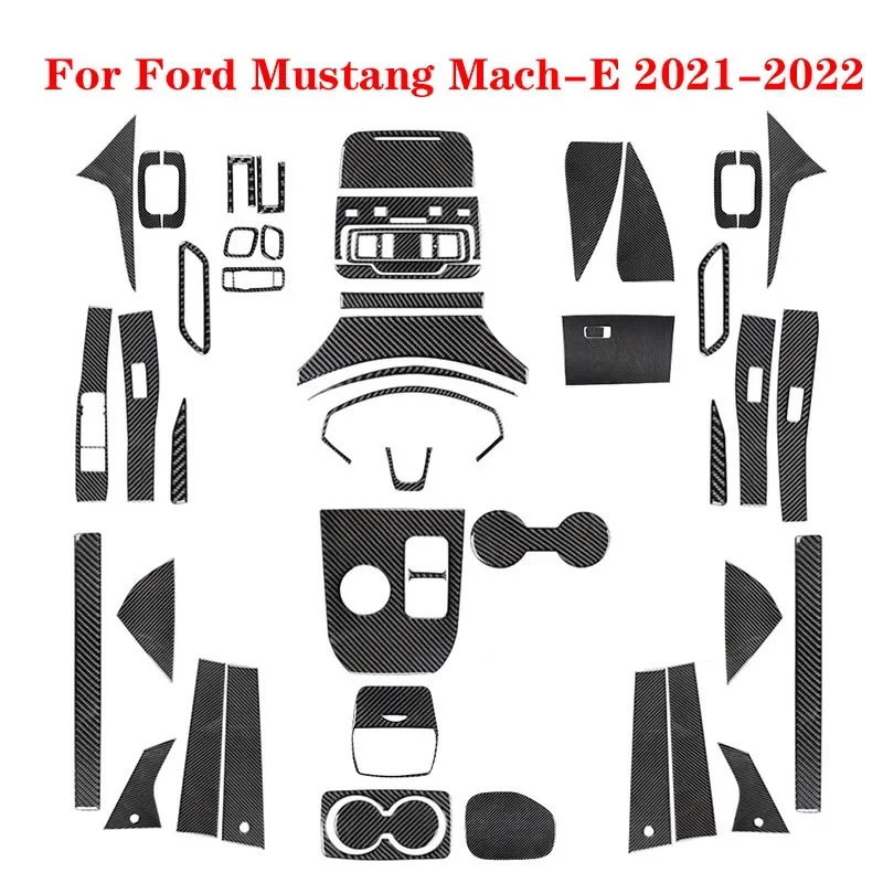 For Ford Mustang Mach-E Mach E 2021 2022 Car Carbon Fiber Black Stickers Cover Trim Strip Car Interior Decorative Accessories