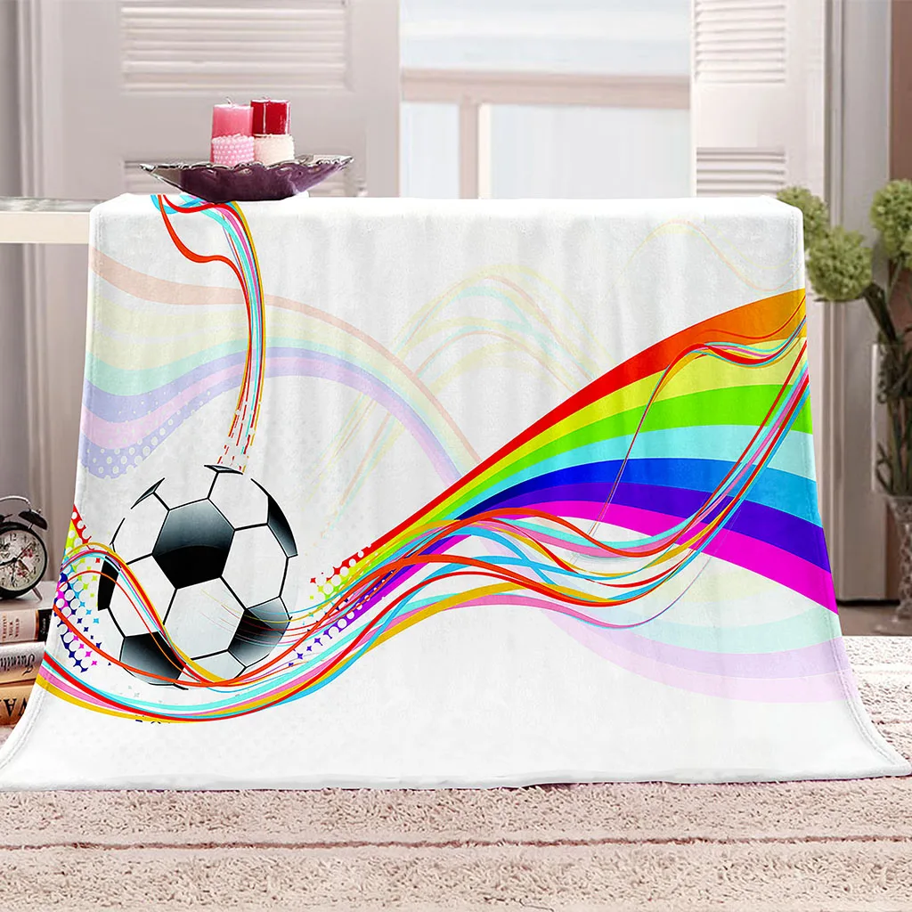 HUANZHUANG Hd Colored Football 3D Printing Soft Flannel Blankets Throw Blanket Comfortable Blanket For Sofa Home Bedroom Gifts