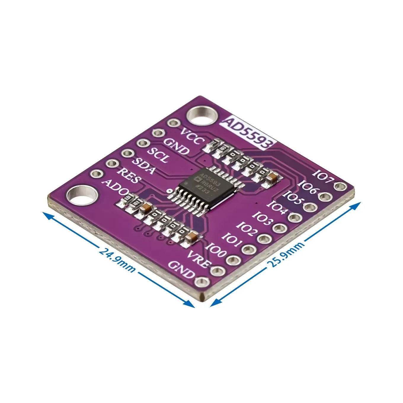 AD5593 8-Channel Configurable ADC/DAC Converter Module,12-Bit I/O, I2C,for Industrial Control,Measurement,PLC,Data Acquisition