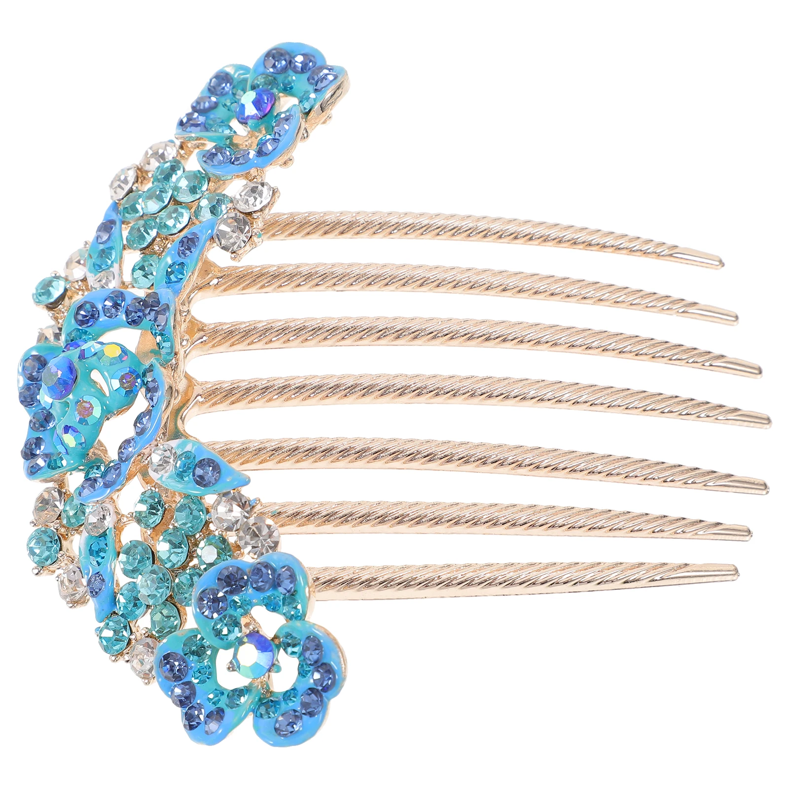

Rhinestone Flower Hair Comb Teeth Design Elegant Wedding Accessories Bridal Styling Hairpins Fine Hair Hanfu