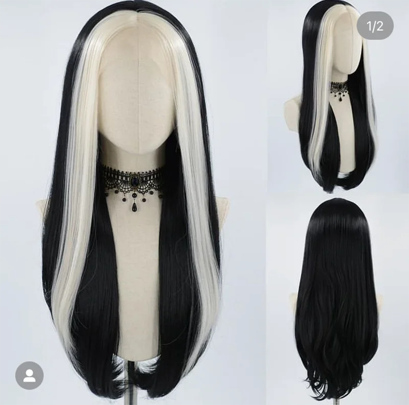 Webster Wig sintetis renda depan wanita, Wig Cosplay renda tahan panas, Wig panjang lurus, serat suhu tinggi