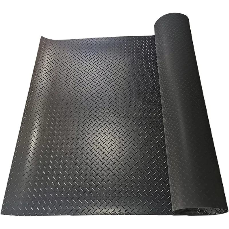 

5Ft x 17Ft Garage Floor Mat 2.5mm Thickened Rubber Flooring Roll 85sqft Diamond Plate PVC Rubber Trailer Mat Non-Slip Floor