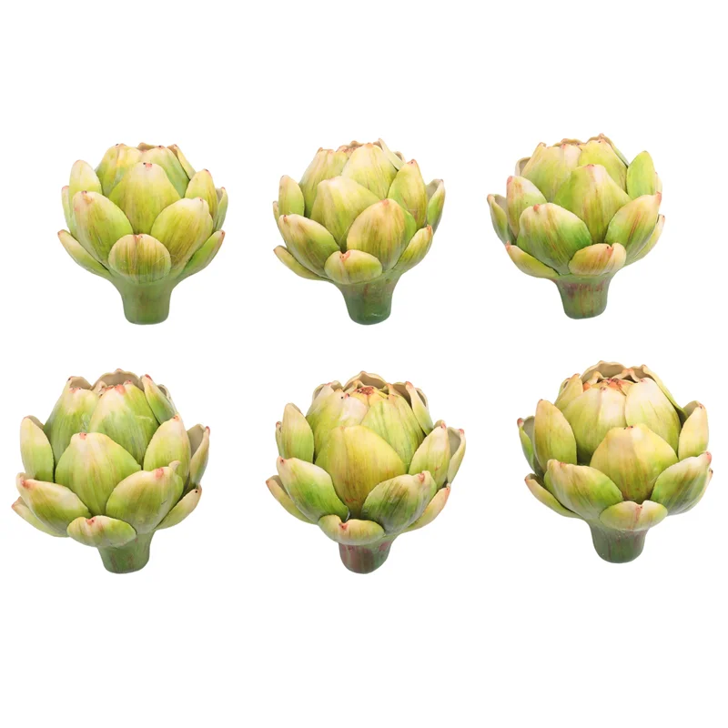 Artichauts artificiels verts Fruits-Fruits et légumes réalistes pour bol de cuisine et décorations de remplissage de Vase durables 6 pièces