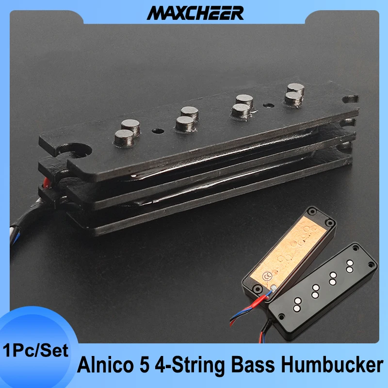 Alnico 5 Stacked 3 Holes 4-String Bass Humbucker with Staged Polepiece Noise Reduction Pickup 4-C Output Coil Split Bass Parts