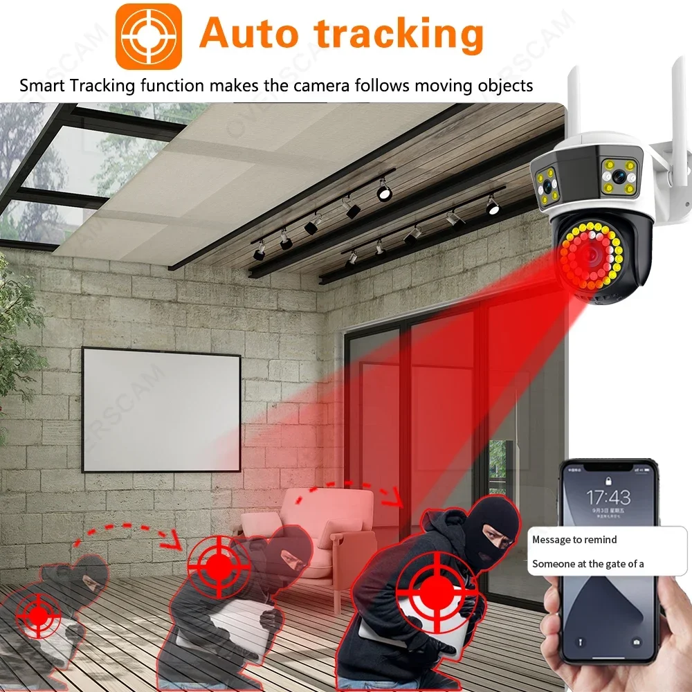 6K 12MP WiFi Camera Triple Screen Triple Lens Security Mobile Body Detection Outdoor Auto Tracking IP CCTV Survalance Yoosee APP