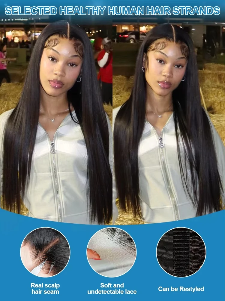 شفاف 100% شعر الإنسان العظام مستقيم 13x6 الدانتيل الباروكة الأمامية 13x4 HD الدانتيل الجبهة الباروكات 30 36 بوصة البرازيلي الأسود قبل قطعها #3