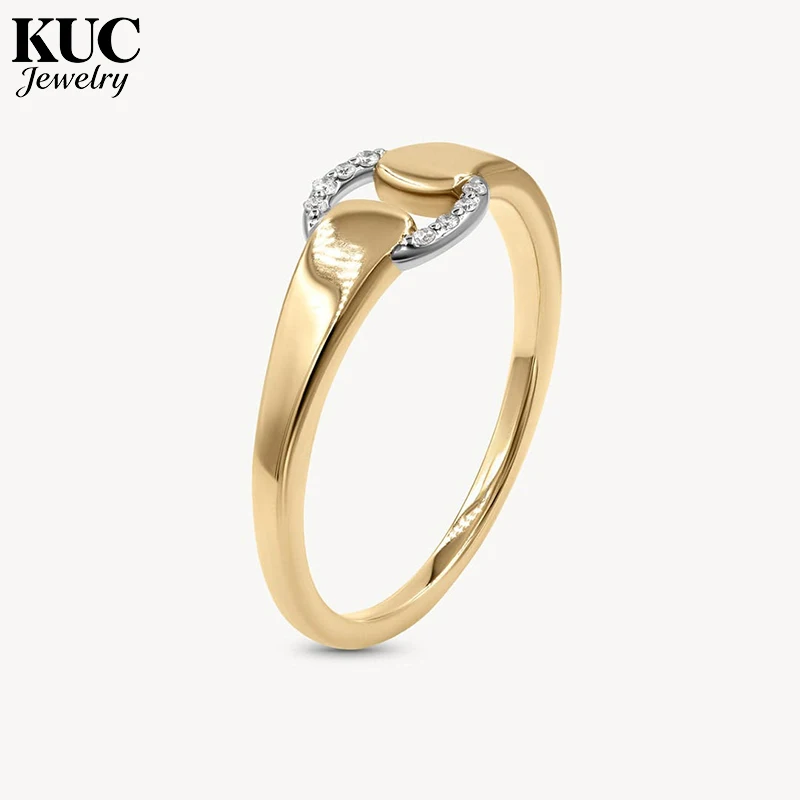 

KUC Jewelry Sterling Silver 925 Ring For Woman Daily Wearing Two Toned Zircon Buckle Girls Rings Free Shipping