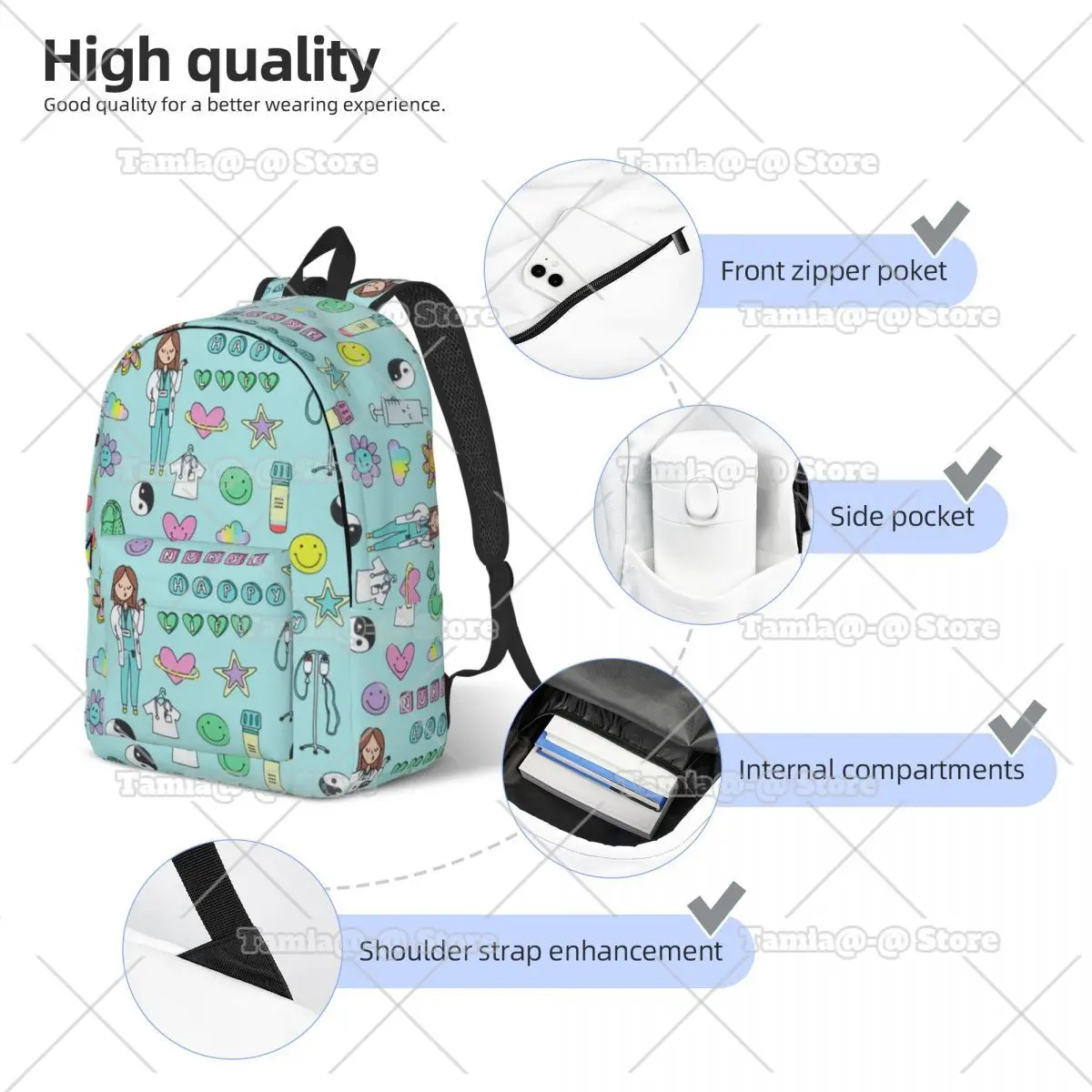 Doctor Nurse Enfermera En Apuros Backpack for Men Women Teenage High School Work Daypack College Canvas Bags Sports